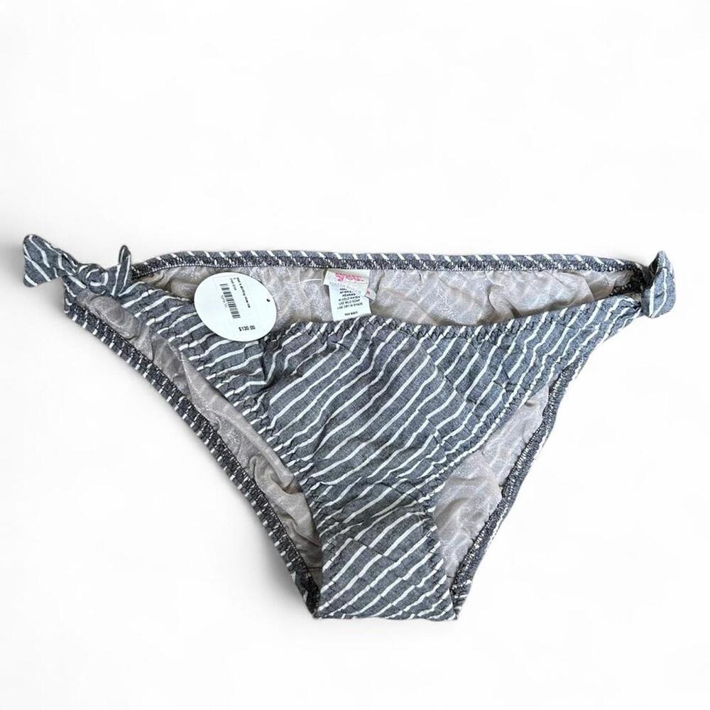 Malia mills white blueish grey striped bikini bottoms
